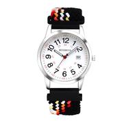 Oidea Montre d'infirmière élastique tressée pour médecine : montre à quartz analogique 12/24 heures, heure militaire, cadran facile à lire, aiguille des secondes, Noir coloré.