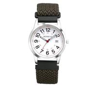 Oidea Montre d'infirmière élastique tressée pour médecine : montre analogique 12/24 heures, heure militaire, jour, date, facile à lire, Gris/vert