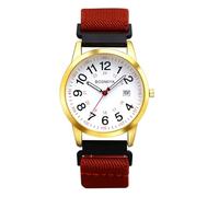 Oidea Montre d'infirmière élastique tressée pour médecine : montre analogique 12/24 heures, heure militaire, cadran facile à lire, aiguille des secondes, rouge vin