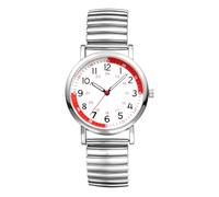 OIDEA Montre d'infirmière pour femme : cadran facile à lire 24 heures, pulsomètre, montre médicale, bracelet élastique, montre analogique, Argenté