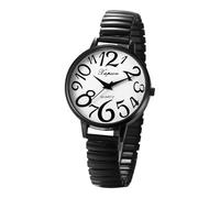 OIDEA Montre élastique bracelet femme : montre analogique ronde à quartz pour femme, échelle à chiffres arabes, grand cadran et bracelet en acier - pour loisirs, affaires, cadeaux, Blanc / noir