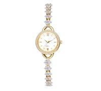 OIDEA Montre femme zircone analogique : bracelet bracelet cubain réglable mouvement à quartz cadran cercle - cadeau d'entreprise anniversaire fête des mères, or
