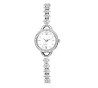 OIDEA Montre femme zircone analogique : bracelet bracelet cubain réglable mouvement à quartz cadran cercle - cadeau d'entreprise anniversaire fête des mères, Blanc