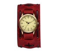 OIDEA Montre Homme Bracelet Cuir:Montre Manchette Analogique Quartz Système 24 Heures Gros Cadran Steampunk Rock Réglable avec Chiffres Arabes Facile à Lire - Cadeau Anniversaire Fêtes des Pères