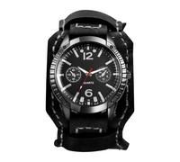 OIDEA Montre Homme Bracelet Cuir:Montre Manchette Gros Cadran Steampunk et Rock Analogique Quartz avec Trois Cadrans Décoratifs Facile à Lire - Cadeau Homme Anniversaire Fêtes des Pères