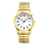 OIDEA Montre Homme Élastique Poignet : Analogique à Quartz Numéros Arabes pour Lecture Facile Bracelet Acier Inoxydable Calendrier - 24 Heures Montre Médicale Travail, Bracelet or 3