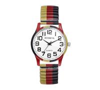 OIDEA Montre homme femme élastique : analogique à quartz, grands chiffres arabes, pour une lecture facile, bracelet en acier inoxydable, cadeau homme femme, anniversaire de Noël, Drapeau allemand