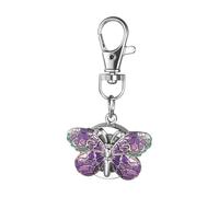 Oidea Montre porte-clés à clipser : montre de poche à quartz analogique unisexe avec pendentif papillon et chiffres arabes pour homme et femme, violet