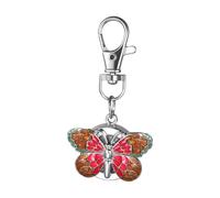 Oidea Montre porte-clés à clipser : montre de poche à quartz analogique unisexe avec pendentif papillon et chiffres arabes pour homme et femme, Rouge