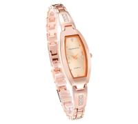 Oidea Montre pour femme avec bracelet en acier inoxydable - Petit bracelet doré - Cadran rectangulaire - Style vintage - Quartz analogique - Pour femme, rose gold