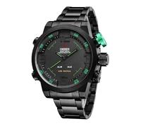 Oidea Montre tactique militaire pour homme : montre à quartz numérique LED analogique pour homme Bracelet en acier inoxydable Chronographe Alarme Étanche Lumineuse Business Sports de plein air, c-noir
