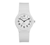 Oidea Montre unisexe avec bracelet en silicone : cadran rond simple et transparent avec chiffres arabes analogiques à quartz, facile à lire, bracelet en caoutchouc, montre de sport décontractée