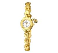 Oidea Petite montre dorée pour femme : montre à quartz analogique délicate avec pendentif en forme de cœur et bracelet en acier inoxydable pour femme, Or C