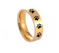 OIDIMS Bague de fiançailles en acier inoxydable avec empreintes de pattes d'animaux - Bague de fiançailles pour femme et fille - Cadeau d'anniversaire ou de Noël, 8, Métal, Nouveau