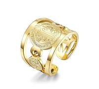 OIDIMS Bague Saint Benoît en acier inoxydable pour homme - Saint Exorcisme - Jésus chrétien - Croix catholique romaine - Protection en oxyde de zirconium - Chasseur de fantômes ouvert - Pour homme