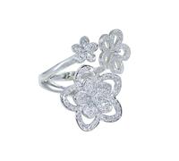 OIDIMS Bague unique en oxyde de zirconium pour femme - Marguerite en cristal - Bague ouverte réglable - Bague de fiançailles de mariage - Élégante bague florale empilable - Bijou étincelant pour fête