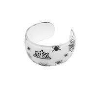 OIDIMS Bracelet manchette large d'Halloween pour femme et homme - En acrylique - Ghost Spider - Main ouverte - Bnad sombre - Mignon - Pour la Toussaint - Festival d'amitié - Accessoire de fête