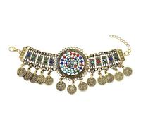 OIDIMS Bracelet vintage bohème gitane pour femme - Coloré - Tribal ethnique rétro indien bohème traditionnel - Motif tournesol - Pour fête de mariage - Cadeau de vacances, Adjustable, Nickel, Pas de
