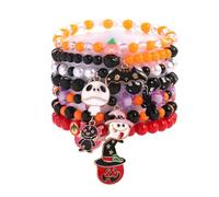 OIDIMS Ensemble de bracelets d'Halloween pour homme et femme - Mignon tête de mort et étoile - Bracelet extensible de l'amitié bohème - Bijoux de plage bizarre - Citrouille - Horreur - Fantôme