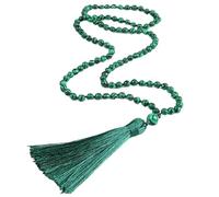 OIDIO Tibétain 108 Mala Bracelet Collier Perles De Pierre Naturelle Vert Malachite Collier pour Femmes Balance Bijoux