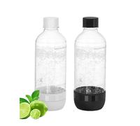 OiDiPi Lot de 2 bouteilles d'eau gazeuse réutilisables sans BPA de 1 litre pour machine à soda, noir (1 l) et blanc (1 l)