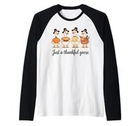 Oie de Thanksgiving drôle Mignon Automne Heureux pèlerin oies Manche Raglan