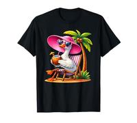 Oie d'été sur Une Chaise de Plage Buvant des Vacances à la Noix de Coco T-Shirt