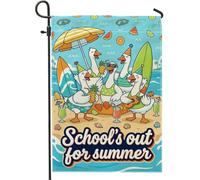 Oie Garden Drapeau Parasol De Plage Tropical D'été Toile De Jute Bleue Double Face Petit Drapeau De Jardin Extérieur Dernière Intervention Pelouse Porche Entrée Patio 12x18