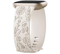 Oielai Bracelet Tournesol Gravé Compatible avec Bracelet Fitbit Versa 3/4/Sense/Sense 2, Silicone Stellaire, 18 mm, S 4.7''-7.3''