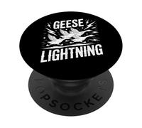 Oies Lightning Funny Goose Pun Humour Blague Oie Animal PopSockets PopGrip Adhésif