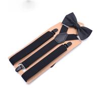 OIFAODAO， 1 Ensemble 2.5 * 110Cm Mode Bretelles et Cravate 3 Clips attelle mâle Vintage décontracté fête de Mariage Pantalon Sangle ，Bretelles pour Hommes(Black)