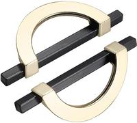 OIFAODAO, 2 Pièces Boutons d'Armoire de Porte Décoratifs Demi-Cercle en Alliage Zinc Poignée Placard Leviers Anneau for Armoire, à Livres ，Poignées anneaux(Black+gold,Hole distance 128mm)