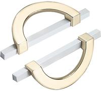 OIFAODAO, 2 Pièces Boutons d'Armoire de Porte Décoratifs Demi-Cercle en Alliage Zinc Poignée Placard Leviers Anneau for Armoire, à Livres ，Poignées anneaux(Gold+white,Hole distance 128mm)