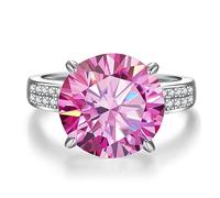 OIFAODAO, Bagues de Mariage en Moissanite for Femmes, 5ct, Coupe Ronde, Couleur D, bagues Diamant VVS1, fiançailles avec Certificat ，Alliances en mossanite(Pink,9)