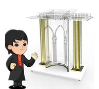 OIFAODAO, Bureau Debout Mobile, chaire for églises, pupitre d'église, Support de Podium Portable for Salle Classe, Assemblage Facile requis,Plateforme Debout(Without LED Lights)