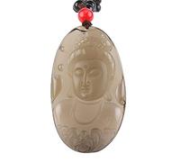 OIFAODAO, Collier avec pendentif Guanyin naturel en obsidienne noire glacée for hommes,Collier en obsidienne