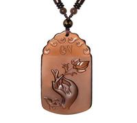 OIFAODAO, Collier pendentif obsidienne for hommes et femmes, amulette,Collier en obsidienne