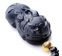 OIFAODAO, Collier pendentif obsidienne naturelle homme PiXiu femme,Collier en obsidienne