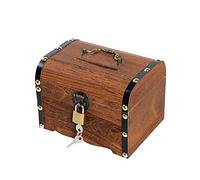 OIFAODAO Économisez l'argent, Tirelire en Bois Massif avec Serrure for Enfants, Grande capacité, décoration d'intérieur, Cadeau for(M)