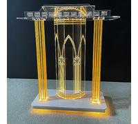 OIFAODAO, Grand Podium Luxueux en Acrylique doré avec Plate-Forme de Lecture Verticale, Table Portable for Salle Classe, Discours des prêtres et,Plateforme Debout