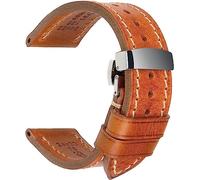 OIFAODAO Le Bracelet， Bracelets de Montre en Cuir véritable Vintage 18 mm, 20, 22, 24, avec Fermoir à Boucle Papillon(Light Brown)