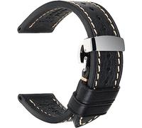 OIFAODAO Le Bracelet， Bracelets de Montre en Cuir véritable Vintage 18 mm, 20, 22, 24, avec Fermoir à Boucle Papillon(Black)