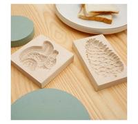 OIFAODAO, Lot de 2 moules à biscuits en bois for la cuisson, cuisine, coupe-biscuits, tampons pain d'épices sculptés 3D, formes DIY,Emporte-pièces