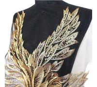 OIFAODAO, Paillettes Plumes Feuilles Maille Noire Dentelle Garnitures Coudre sur Patchs Broderie for Appliques de Mariage décoration Bricolage,Patchs à Coudre(Black)