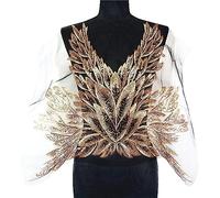 OIFAODAO, Paillettes Plumes Feuilles Maille Noire Dentelle Garnitures Coudre sur Patchs Broderie for Appliques de Mariage décoration Bricolage,Patchs à Coudre(Onecolor)