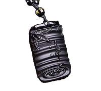 OIFAODAO, Pendentif JINGXIN sculpté en obsidienne noire naturelle, bijoux for hommes et femmes avec chaîne,Collier en obsidienne