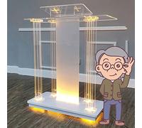 OIFAODAO, Pupitres de présentation Discours Table Salon Commercial, pupitre d'église LED Podium Acrylique Transparent Bureau Debout for Le,Plateforme Debout