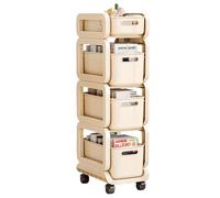 OIFAODAO Rouler Le Chariot, Chariot Roues espaces étroits Cuisine Bain buanderie(Beige,4 Tier A)