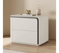 OIFAODAO Table de Chevet， Table d'appoint Table de Nuit Rangement et Organisation Chambre à Coucher avec 2 tiroirs, Tables Chevet Moderne for, Petits espaces(Off White,50x40x50cm)