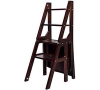 OIFAODAO Tabouret en Bois， Chaise d'échelle de bibliothèque Pliante en Bois Massif, 4 chaises d'escalier Pliantes Cuisine à Domicile Pliable Multifonction(B)
